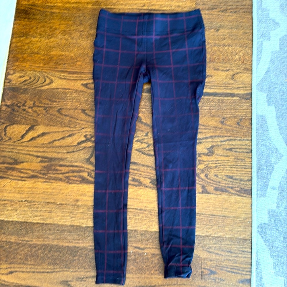 Women LOFT navy plaid leggings petite XXS